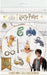 Harry Potter themed photo prop set with 8 cardboard cutouts including a wand, glasses, snake, sorting hat, winged creatures, and Harry Potter character figure on white packaging.