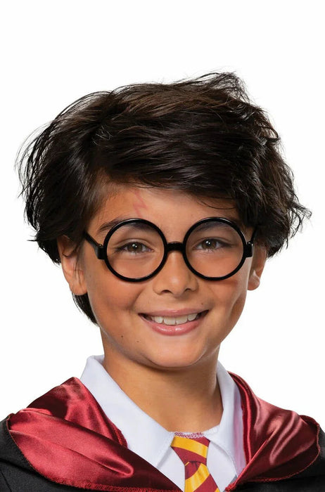 Round black-framed glasses with clear lenses, styled as Harry Potter costume eyewear for children.