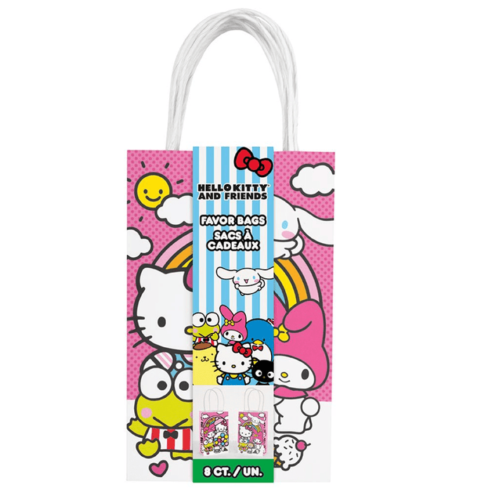 Pack of Hello Kitty and Friends favor bags with colorful design on a white background