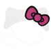 White headband with pink glitter bow featuring black outline and two circular elements, styled as a classic character accessory.