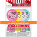 Hello Kitty 12-inch latex balloons in a pack of 8, featuring four different colors: hot pink, yellow, light pink, and turquoise, each decorated with Hello Kitty's face.