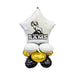 White star-shaped foil balloon with Highland Rams logo featuring a ram illustration, topped with white and gold metallic round balloons and black balloon feet.