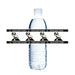 Clear plastic water bottle wrapped with a black Highland Rams band featuring repeated ram logos and text in white and gold.