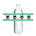 Two water bottles wrapped with green bands featuring "Hillcrest Huskies" text and black husky dog head logos repeated across the label.