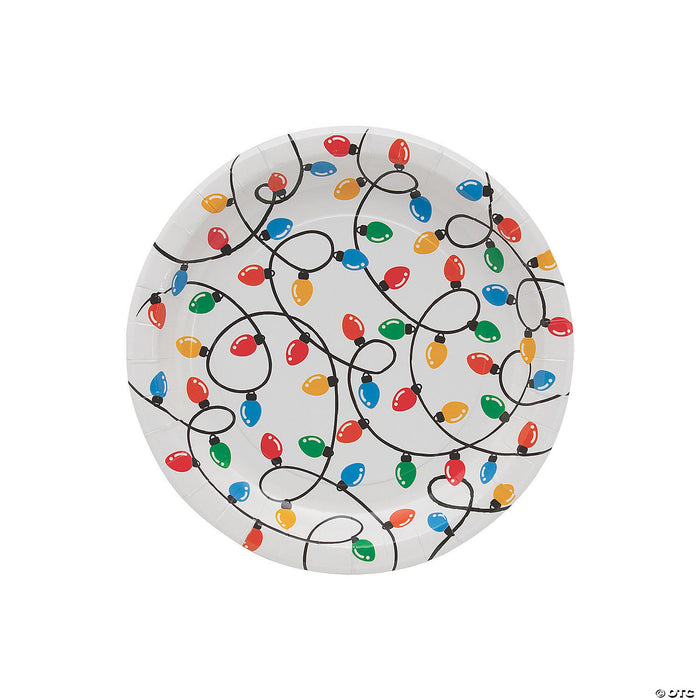 This 16-count pack of Christmas Merry Everything Lights paper plates comes in a 7-inch size, perfect for larger meals. With a festive holiday design, these plates add style and flair to your dinner table. Durable and disposable, they make cleanup fast and easy.