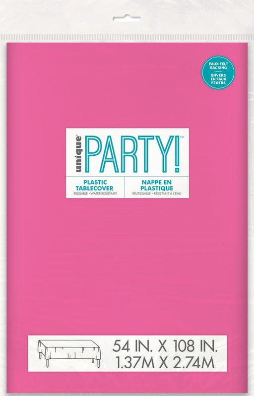 Hot Pink Flannel Back Tablecover – 54 in x 108 in | 1ct