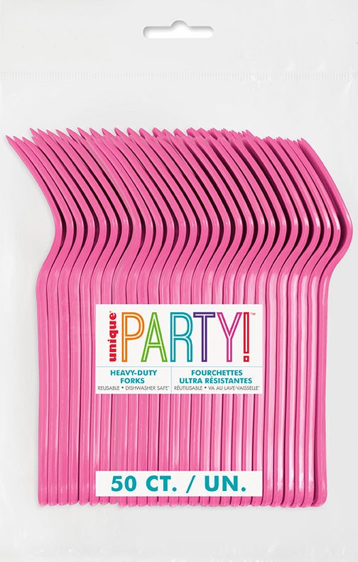 Hot Pink Premium Forks | 50ct