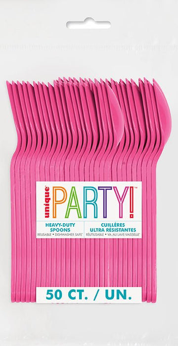 50ct Spoons Hot Pink Premium - Party Supplies