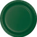Hunter green round paper plate with ridged rim and subtle center ring, shown from above against a white background.