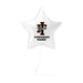White star-shaped foil balloon featuring a Tigers logo with a cross, text reading "CONGRATS NAME!" and attached string.