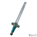 Inflatable vinyl sword with a clear cylindrical blade, dark teal grip and crossguard, and rounded pommel.