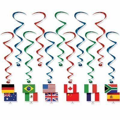 International Flag Whirl Decorations | 12pcs