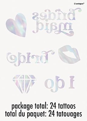 24ct Iridescent Bride Bridesmaid Tattoos - Party Supplies