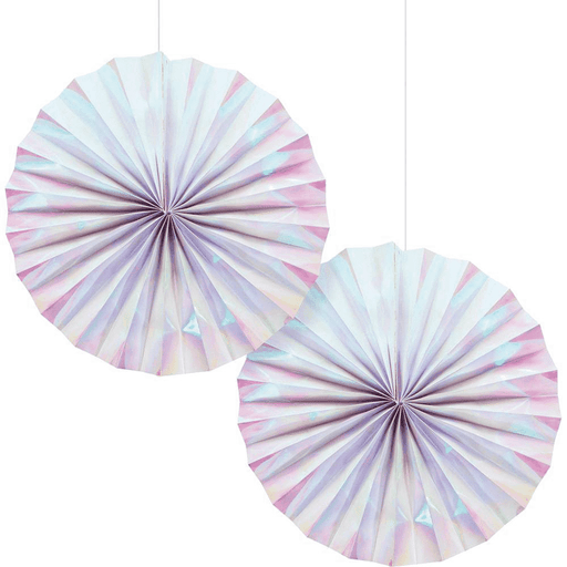 Iridescent Paper Fans 12" | 2ct