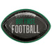 Football Kickoff football-shaped plate with black background, green border, football lace graphic, and “But First, Football” text on a white background.