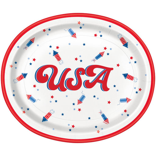 Oval Plates Patriotic USA | 8ct
