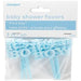 Package of eight light blue plastic cake picks with "it's a boy" text designs for baby shower celebrations.