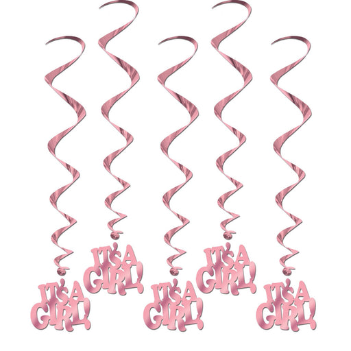 It's A Girl Pink Swirl Hanging Decorations | 5ct
