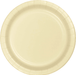 Ivory paper plate with a ridged rim and shallow well, shown from above on a white background.