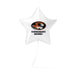 White star-shaped mylar balloon with a tiger logo and "CONGRATS NAME!" text printed in the center.