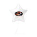 White star-shaped mylar balloon with a tiger mascot logo in the center and a string attached.