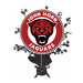 Red and black John Horn Jaguars circular logo centerpiece featuring a roaring jaguar head, mounted on a black base with radiating black stars.