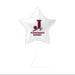 White star-shaped foil balloon with a burgundy "J" logo and "CONGRATS NAME!" text, displayed against a white background.