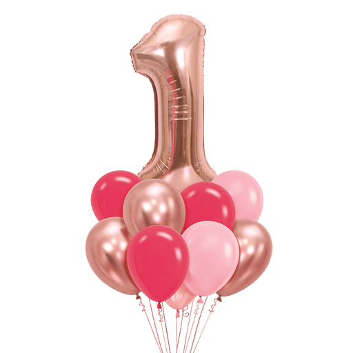 Jumbo Rose Gold Number Pink Bouquet | 13-15 pcs