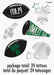 Package of 24 temporary tattoos featuring black and green football designs including footballs, helmets, megaphones, and stars.