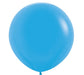 Single large round blue latex balloon with a glossy finish and small tied knot at the bottom.