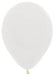Single crystal clear latex balloon with a rounded teardrop shape and small tan tie knot at the bottom.
