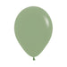 Single eucalyptus green latex balloon with a small tied knot at the bottom, displayed against a white background.