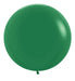 Large forest green latex balloon with a glossy finish and small tied knot at the bottom, shown fully inflated against a white background.