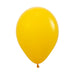 Bright yellow latex balloon with a rounded teardrop shape and tied knot at the bottom, shown against a white background.