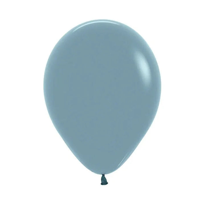 Pastel dusk blue latex balloon with a smooth, matte finish and rounded teardrop shape displayed against a white background.