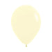 Pale yellow latex balloon with a rounded teardrop shape and small tied knot at the bottom, shown against a white background.