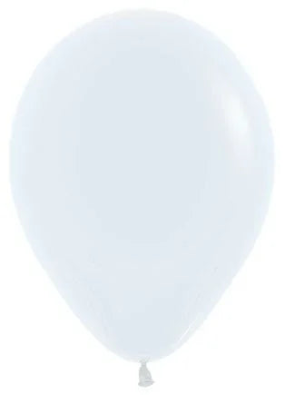 Single white latex balloon with a teardrop shape and subtle shine, shown against a white background.