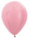 Single pearl pink latex balloon displayed against a white background with a small tied knot at the base.