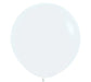 Two large white latex balloons with a soft pale blue tint, shown deflated against a white background.