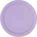 Lavender paper plate with a ridged rim border, shown from above against a white background.