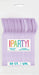 Package of 50 heavy-duty reusable lavender spoons with colorful "Party" branding and bilingual labeling on white background.
