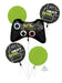 Balloon bouquet with game controller and 'Next Level Birthday' design on a white background