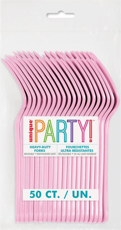 Lovely Pink Premium Plastic Forks | 50ct
