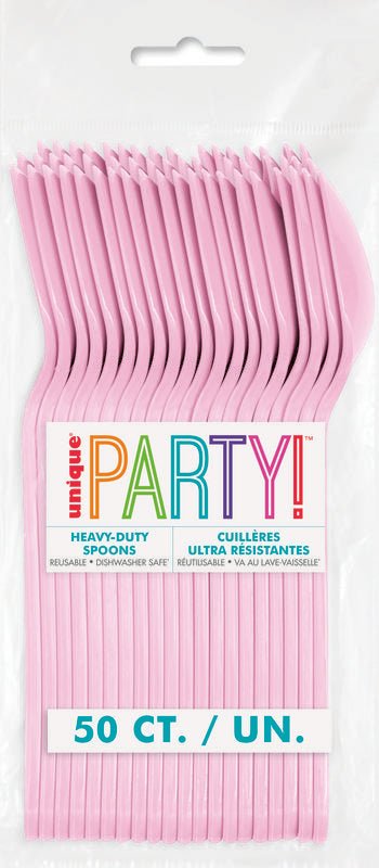 Lovely Pink Premium Plastic Spoons | 50ct