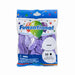 Package of 50 lilac round latex balloons measuring 7 inches, sealed in clear plastic with colorful balloon graphics and stars on the blue and white packaging header.
