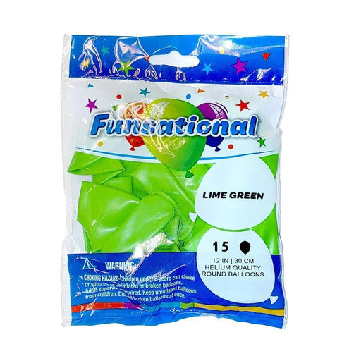 12" Funsational Latex Balloon Pack, Lime Green | 15 ct