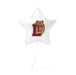 White star-shaped mylar balloon featuring a maroon letter "L" with a growling bear mascot design.