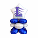 Stacked inflatable balloon quad featuring a white star-shaped top balloon with purple "L" logo and claw marks, alternating layers of blue and white round balloons below.
