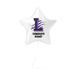 White star-shaped foil balloon featuring a large purple "L" with claw marks and black text reading "CONGRATS NAME" below it.