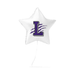White star-shaped foil balloon featuring a purple letter "L" with blue claw marks, displayed against a plain background.
